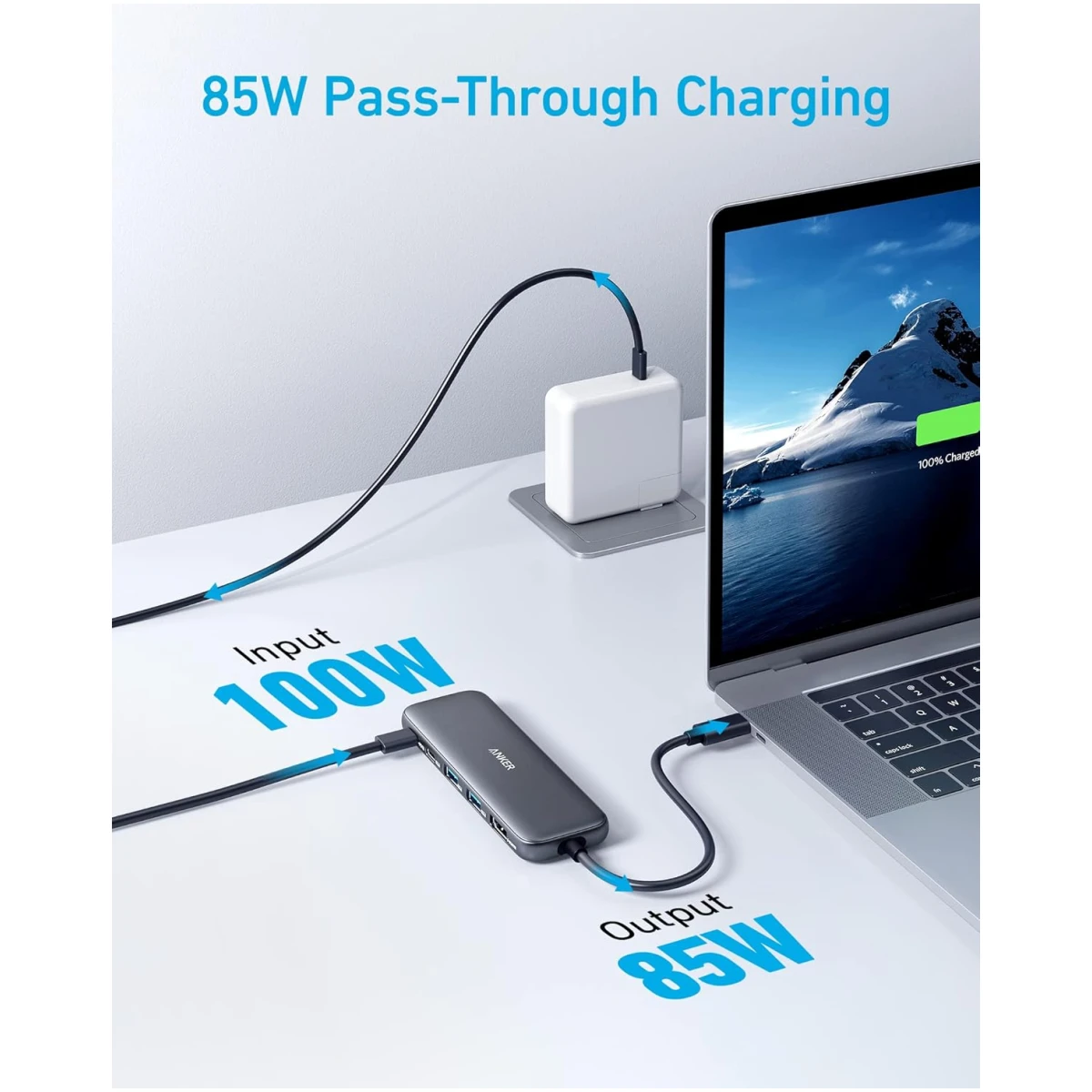 Anker USB C Hub, 5-in-1 USBC to HDMI Splitter with 4K Display, 1 x Powered USB-C 5Gbps & 2×Powered USB-A 3.0 5Gbps Data Ports for MacBook Pro, MacBook Air, Dell and More