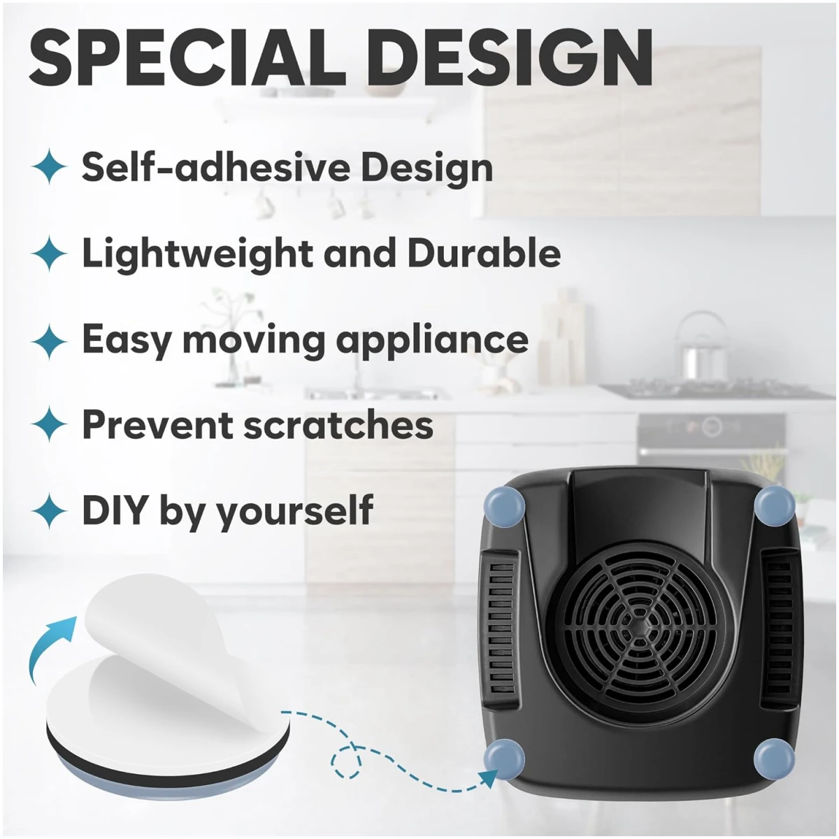 Appliance Sliders for Kitchen 24 PCS Self-Adhesive Small Kitchen Finds Appliance Slider Hacks Easy to MovIing & Space Saving Must Have Home Gadgets Mixer Accessories for Countertop