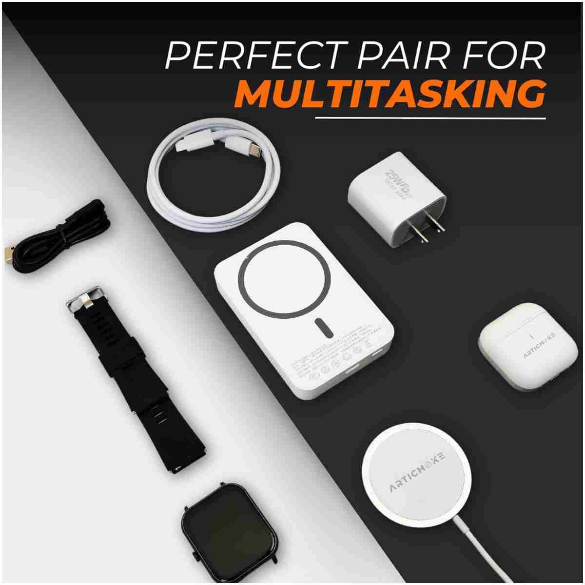 Artichoke 6 in 1 Accessories Gift Set iPhone Power Bank 10000 Smart Watch TWS Earphones MagSafe Accessories Birthday Gifts Boyfriend Tech Gadgets Regalos para Hombre Travel Men...