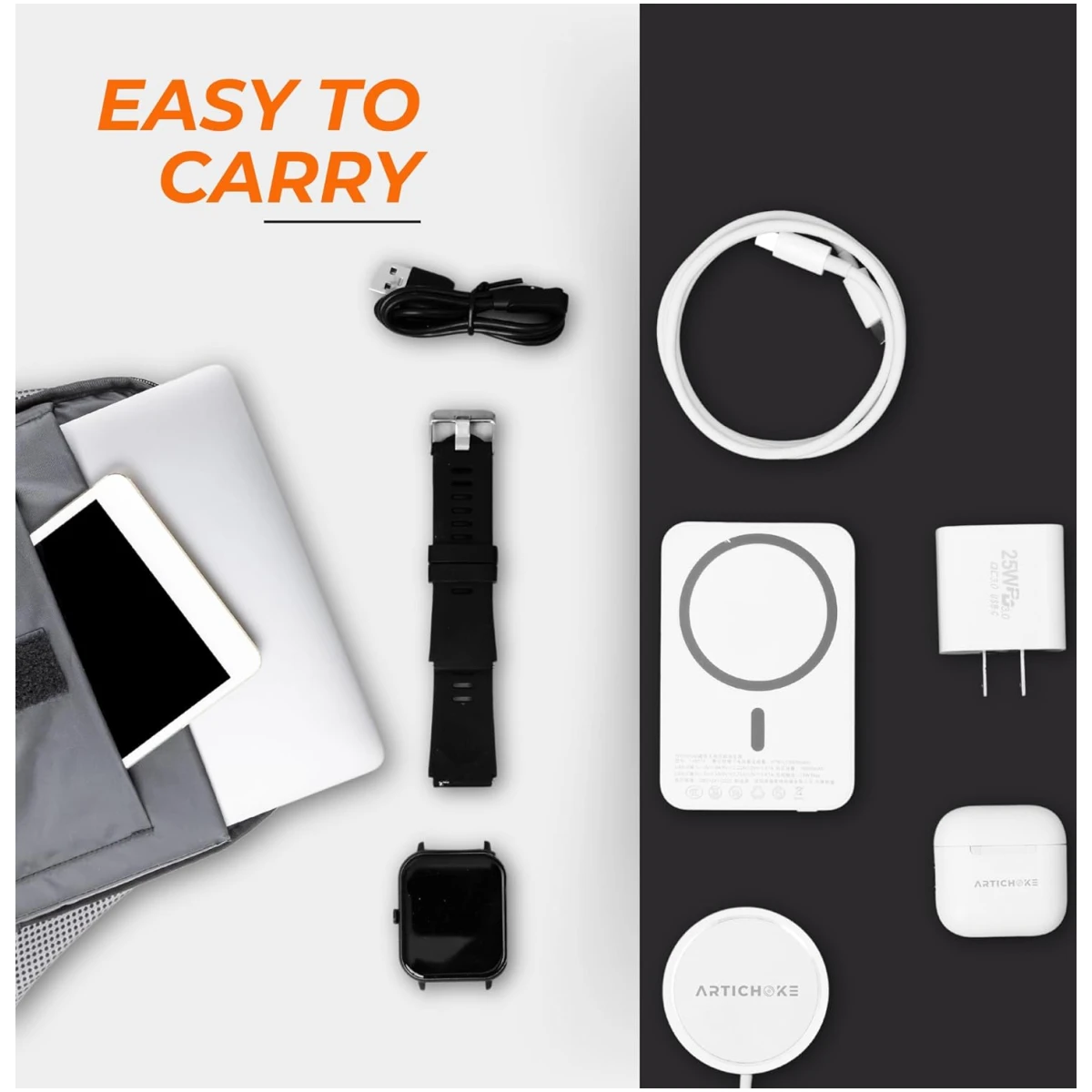 Artichoke 6 in 1 Accessories Gift Set iPhone Power Bank 10000 Smart Watch TWS Earphones MagSafe Accessories Birthday Gifts Boyfriend Tech Gadgets Regalos para Hombre Travel Men...