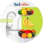Auledio 2-Tier Countertop Fruit Vegetables Basket Bowl Storage With Banana Hanger,Chrome