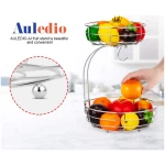 Auledio 2-Tier Countertop Fruit Vegetables Basket Bowl Storage With Banana Hanger,Chrome