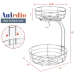 Auledio 2-Tier Countertop Fruit Vegetables Basket Bowl Storage With Banana Hanger,Chrome