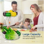 Auledio 2-Tier Countertop Fruit Vegetables Basket Bowl Storage With Banana Hanger,Chrome