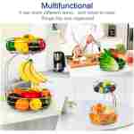 Auledio 2-Tier Countertop Fruit Vegetables Basket Bowl Storage With Banana Hanger,Chrome