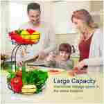 Auledio 2-Tier Countertop Fruit Vegetables Basket Bowl Storage With Banana Hanger,Chrome