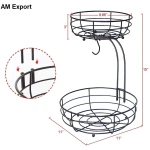 Auledio 2-Tier Countertop Fruit Vegetables Basket Bowl Storage With Banana Hanger,Chrome