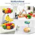 Auledio 2-Tier Countertop Fruit Vegetables Basket Bowl Storage With Banana Hanger, Brone (1)
