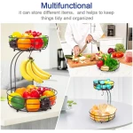 Auledio 2-Tier Countertop Fruit Vegetables Basket Bowl Storage With Banana Hanger, Brone (1)