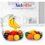 Auledio 2-Tier Countertop Fruit Vegetables Basket Bowl Storage With Banana Hanger,Chrome