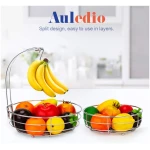 Auledio 2-Tier Countertop Fruit Vegetables Basket Bowl Storage With Banana Hanger,Chrome