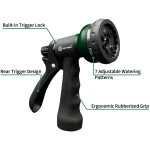 AUTOMAN-Garden-Hose-Nozzle, ABS Water Spray Nozzle with 7 Adjustable Watering Patterns, Slip Resistant for Watering Plants, Lawn& Garden, Washing Cars, Cleaning, Showering Pets...
