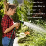 AUTOMAN-Garden-Hose-Nozzle, ABS Water Spray Nozzle with 7 Adjustable Watering Patterns, Slip Resistant for Watering Plants, Lawn& Garden, Washing Cars, Cleaning, Showering Pets...