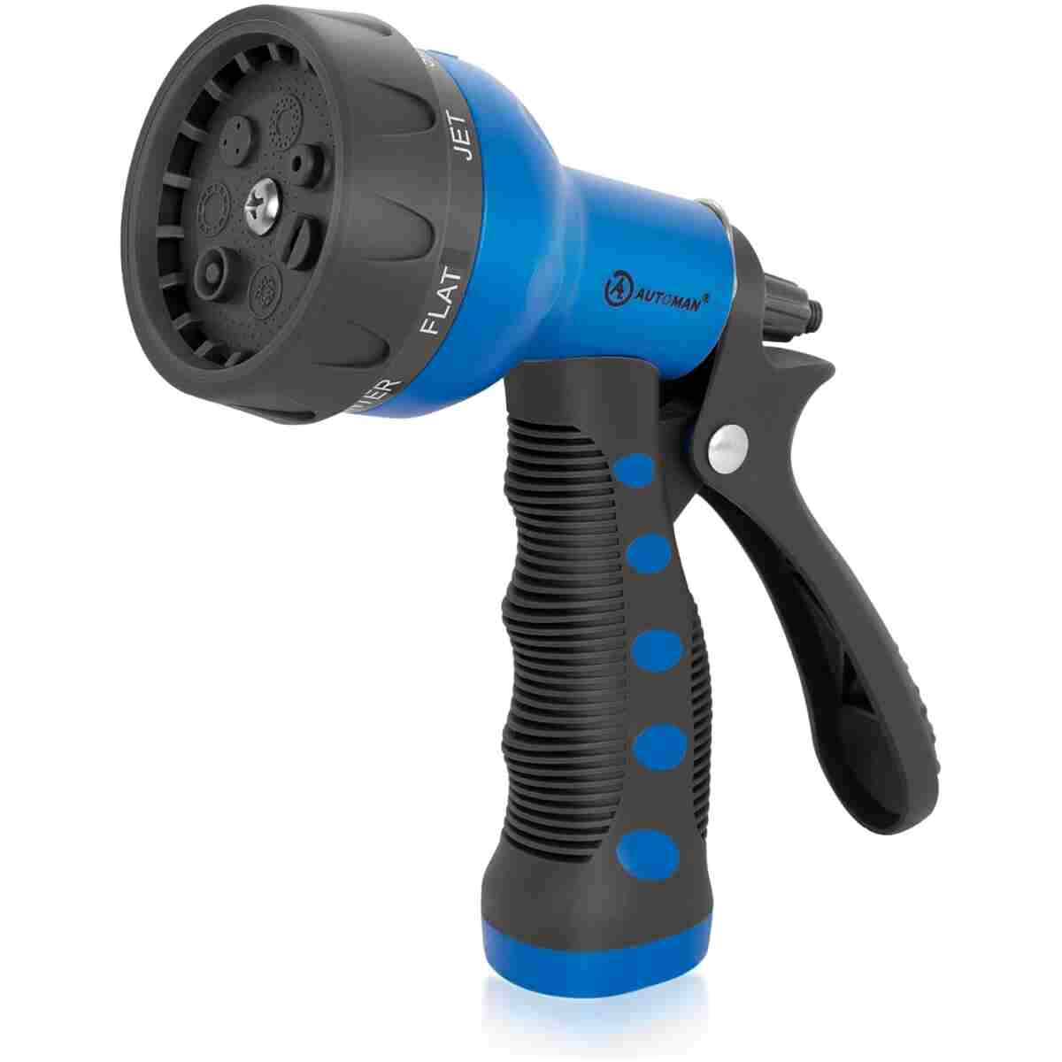 AUTOMAN-Garden-Hose-Nozzle, ABS Water Spray Nozzle with 7 Adjustable Watering Patterns, Slip Resistant for Watering Plants, Lawn& Garden, Washing Cars, Cleaning, Showering Pets...