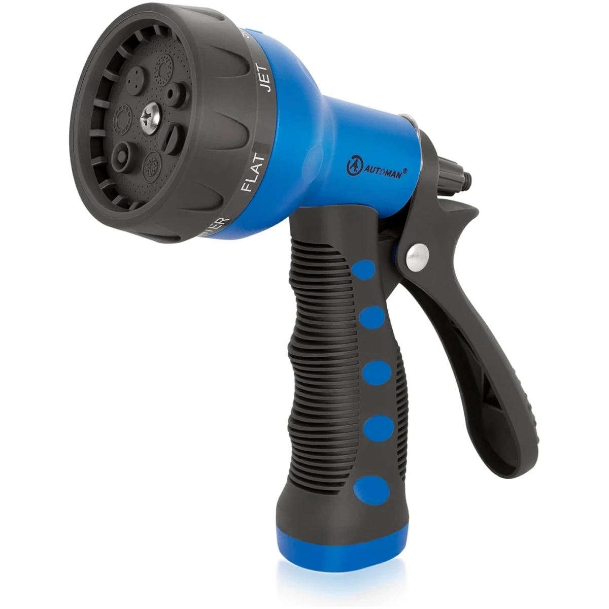 AUTOMAN-Garden-Hose-Nozzle, ABS Water Spray Nozzle with 7 Adjustable Watering Patterns, Slip Resistant for Watering Plants, Lawn& Garden, Washing Cars, Cleaning, Showering Pets...