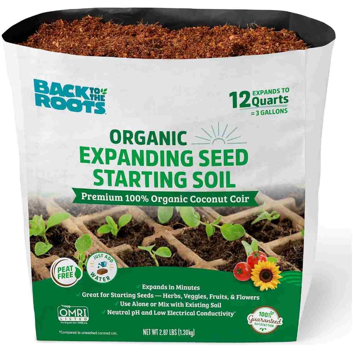 Back to the Roots Organic Coir, 51 Quart Expanding Soil, Great for Seeds and Potting