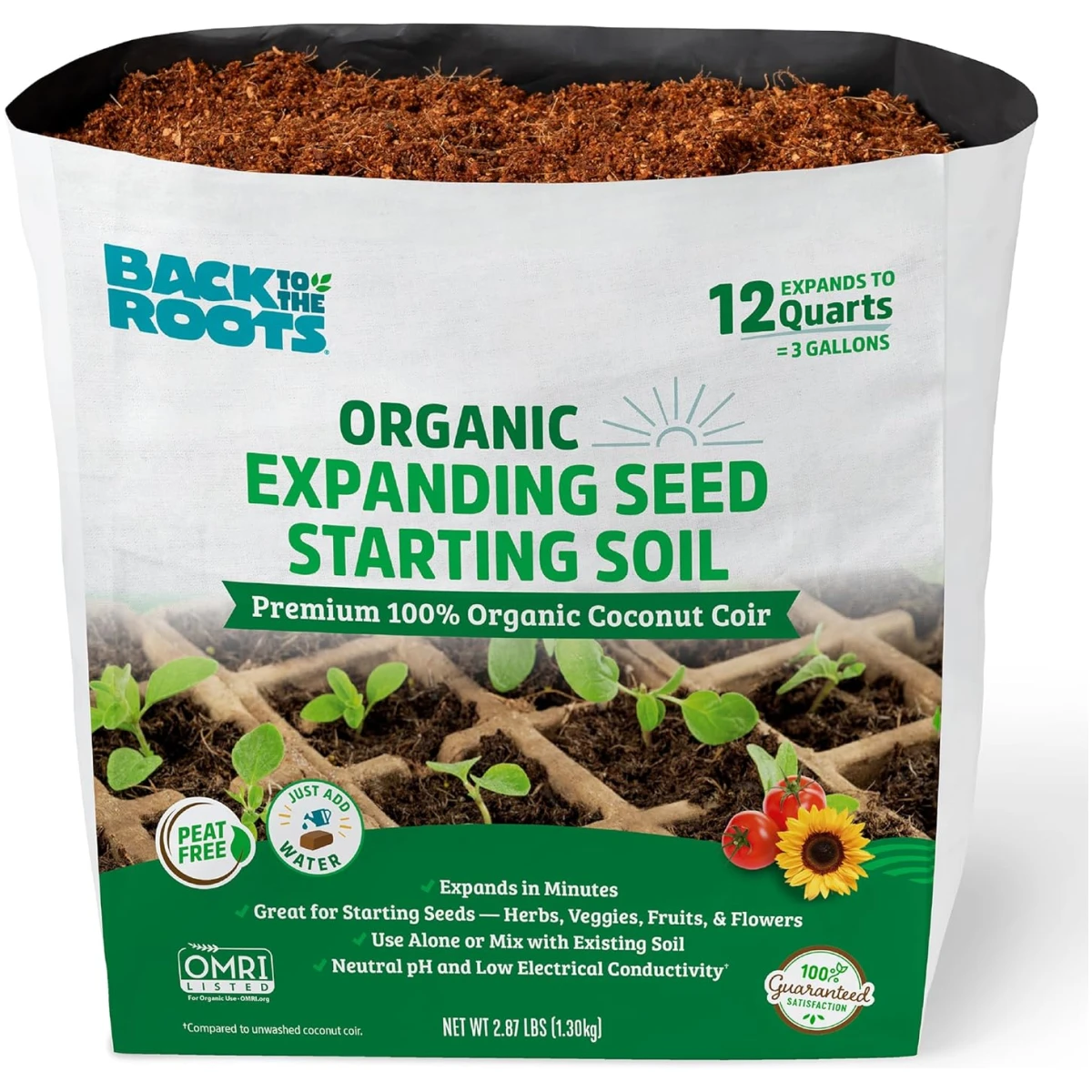Back to the Roots Organic Coir, 51 Quart Expanding Soil, Great for Seeds and Potting