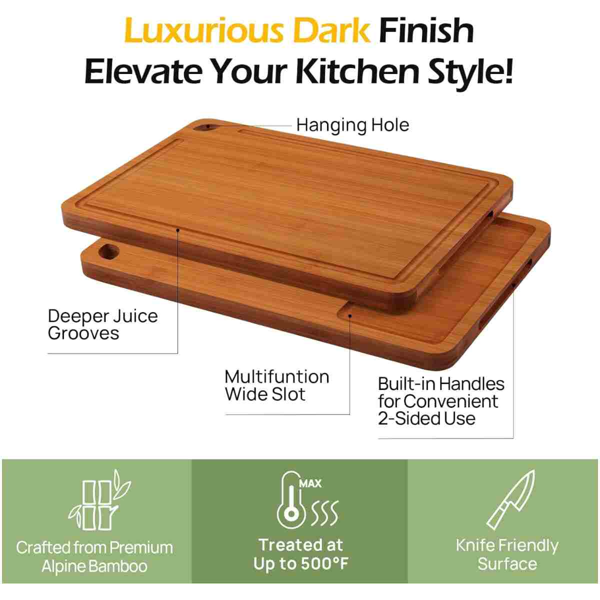 Bamboo Cutting Board, Durable Wood Cutting Boards for Kitchen with Deep Juice Grooves & Built-in Handles, Ideal Charcuterie & Chopping for Meat, Vegetables and Fruits Ideas...