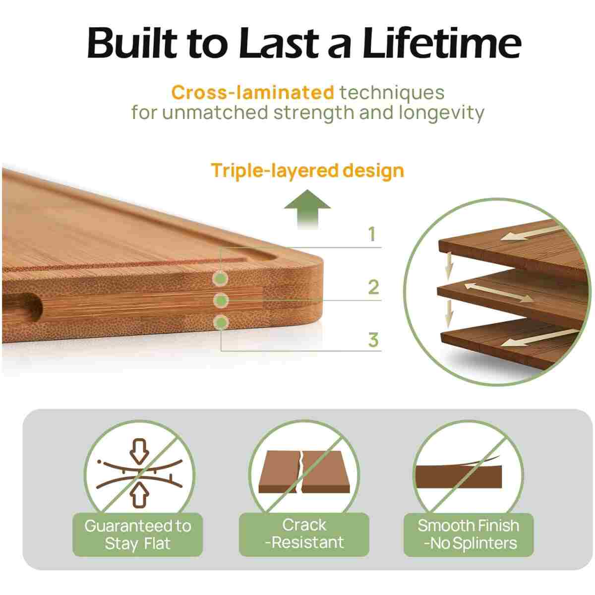 Bamboo Cutting Board, Durable Wood Cutting Boards for Kitchen with Deep Juice Grooves & Built-in Handles, Ideal Charcuterie & Chopping for Meat, Vegetables and Fruits Ideas...