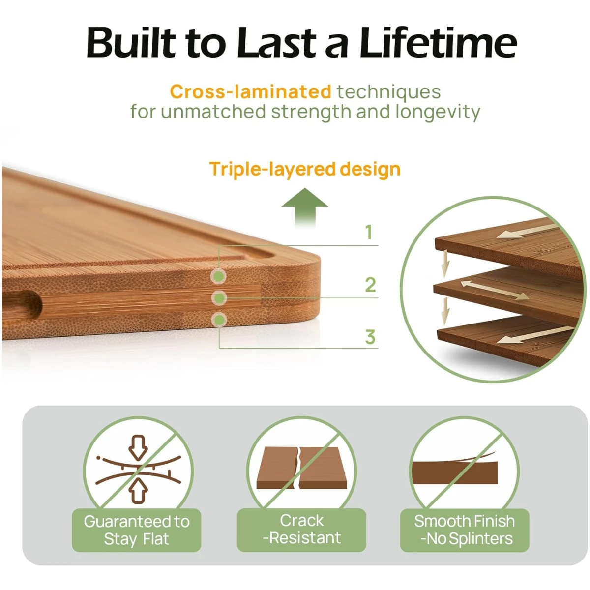 Bamboo Cutting Board, Durable Wood Cutting Boards for Kitchen with Deep Juice Grooves & Built-in Handles, Ideal Charcuterie & Chopping for Meat, Vegetables and Fruits Ideas...