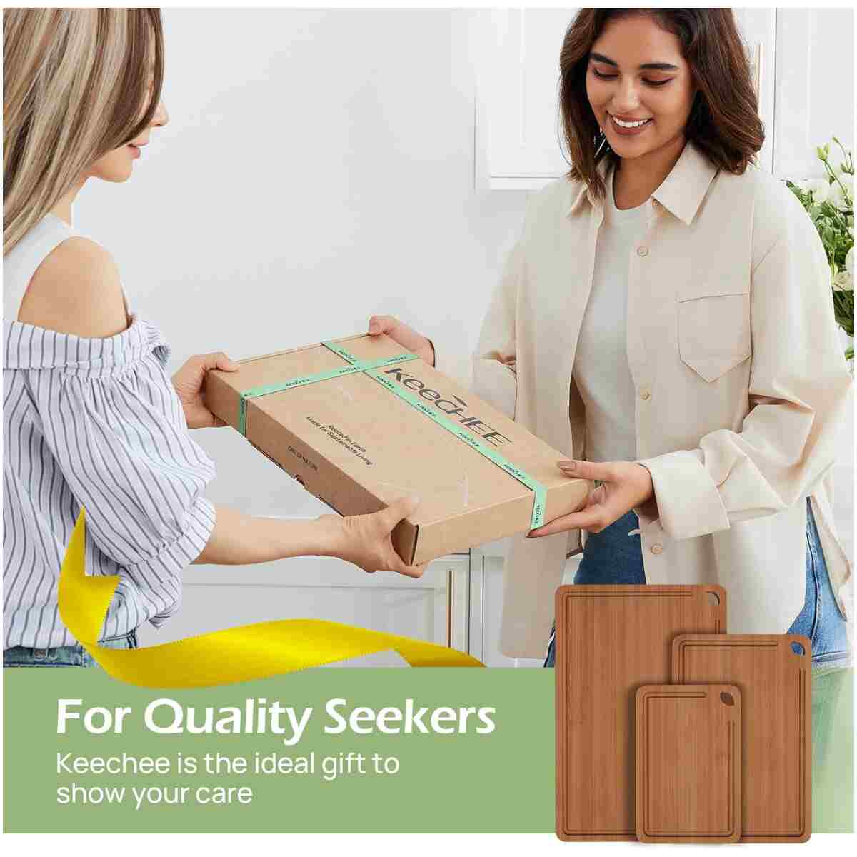 Bamboo Cutting Board, Durable Wood Cutting Boards for Kitchen with Deep Juice Grooves & Built-in Handles, Ideal Charcuterie & Chopping for Meat, Vegetables and Fruits Ideas...