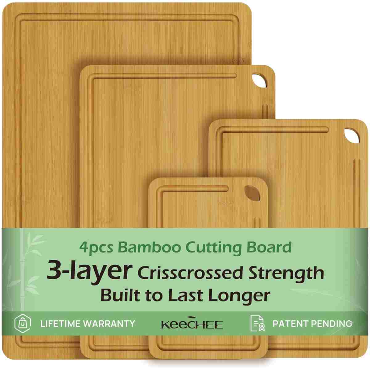 Bamboo Cutting Board, Durable Wood Cutting Boards for Kitchen with Deep Juice Grooves & Built-in Handles, Ideal Charcuterie & Chopping for Meat, Vegetables and Fruits Ideas...