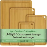 Bamboo Cutting Board, Durable Wood Cutting Boards for Kitchen with Deep Juice Grooves & Built-in Handles, Ideal Charcuterie & Chopping for Meat, Vegetables and Fruits Ideas...