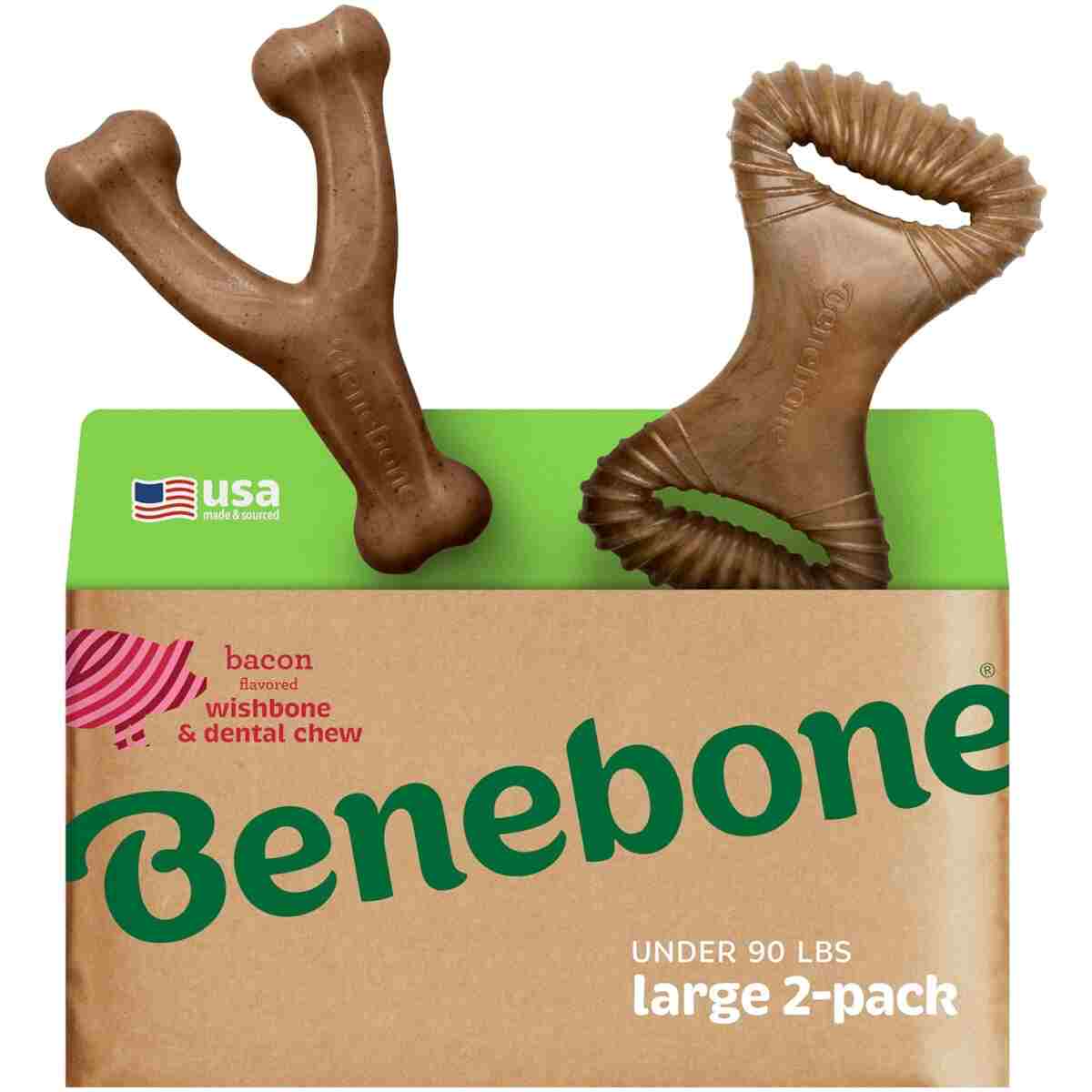 Benebone Medium 4-Pack Dog Chew Toys for Aggressive Chewers, Made in USA, 60lbs and Under