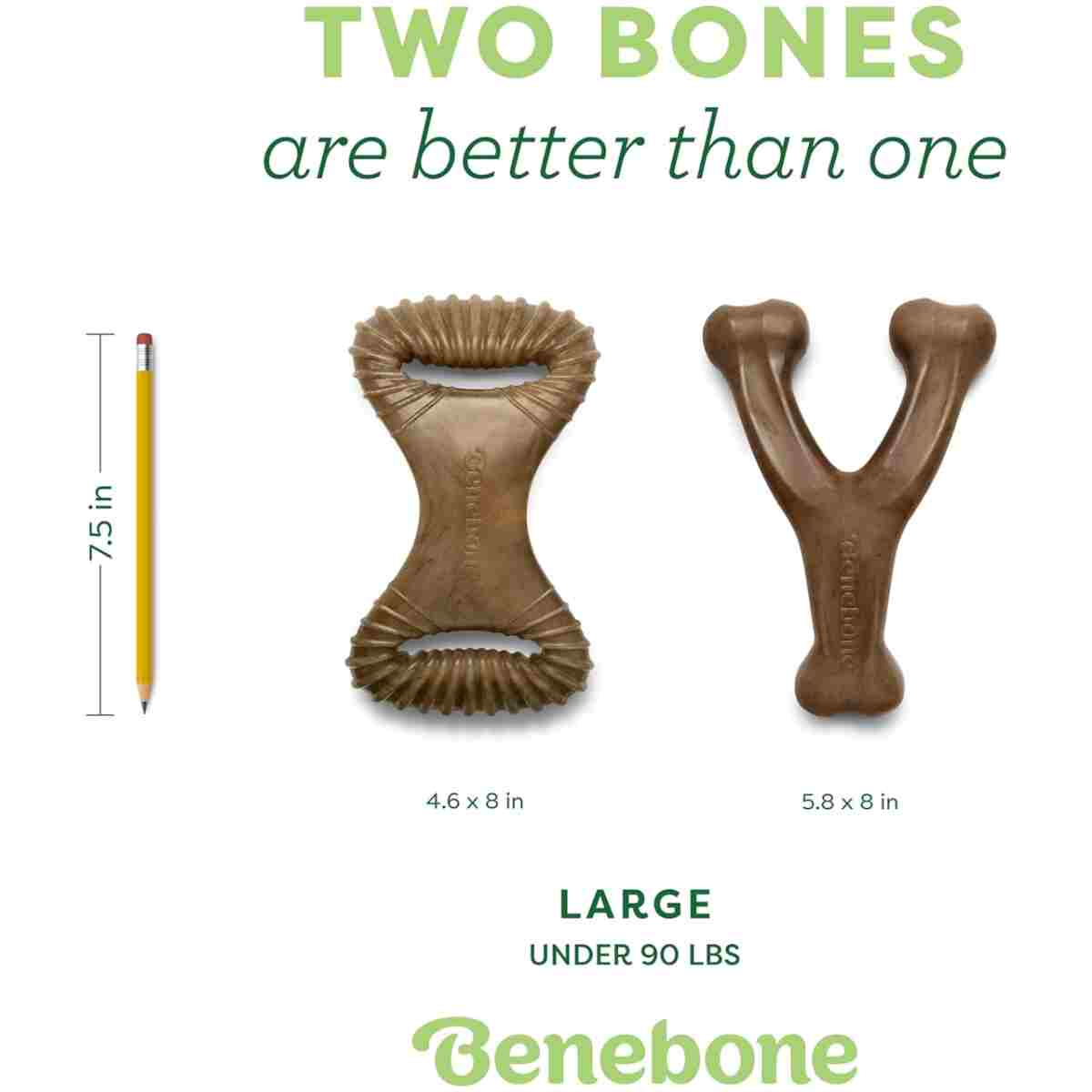 Benebone Medium 4-Pack Dog Chew Toys for Aggressive Chewers, Made in USA, 60lbs and Under