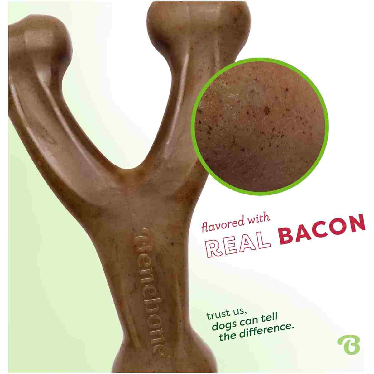 Benebone Wishbone Durable Dog Chew Toy for Aggressive Chewers, Real Bacon, Made in USA, Medium