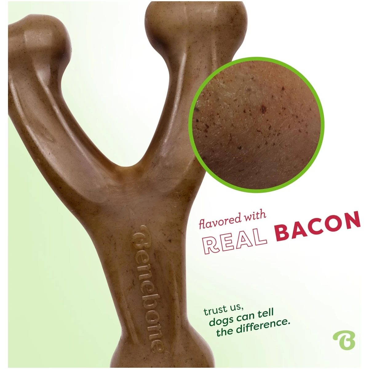 Benebone Wishbone Durable Dog Chew Toy for Aggressive Chewers, Real Bacon, Made in USA, Medium
