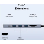 BENFEI USB C HUB 7-in-1 with HDMI(4K@60Hz,Certified), 100W Power Delivery, 3*USB 3.0, SD/TF Card Reader(160MB/s) Compatible with iPhone 15 Pro/Max, MacBook, iPad Pro, iMac, S23,...