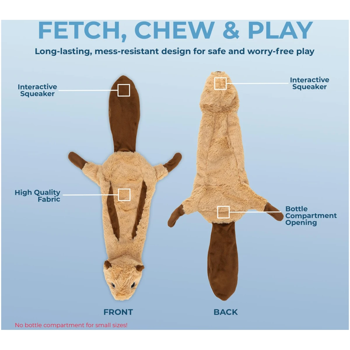Best Pet Supplies 2-in-1 Stuffless Squeaky Dog Toys with Soft, Durable Fabric for Small, Medium, and Large Pets, No Stuffing for Indoor Play, Supports Active Biting and Play -...