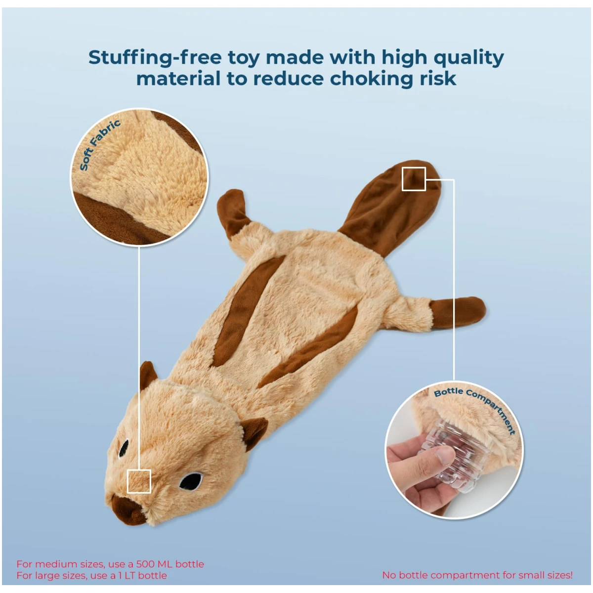 Best Pet Supplies 2-in-1 Stuffless Squeaky Dog Toys with Soft, Durable Fabric for Small, Medium, and Large Pets, No Stuffing for Indoor Play, Supports Active Biting and Play -...