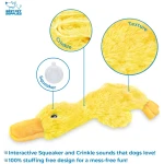 Best Pet Supplies Crinkle Dog Toy for Small, Medium, and Large Breeds, Cute No Stuffing Duck with Soft Squeaker, Fun for Indoor Puppies and Senior Pups, Plush No Mess Chew and...