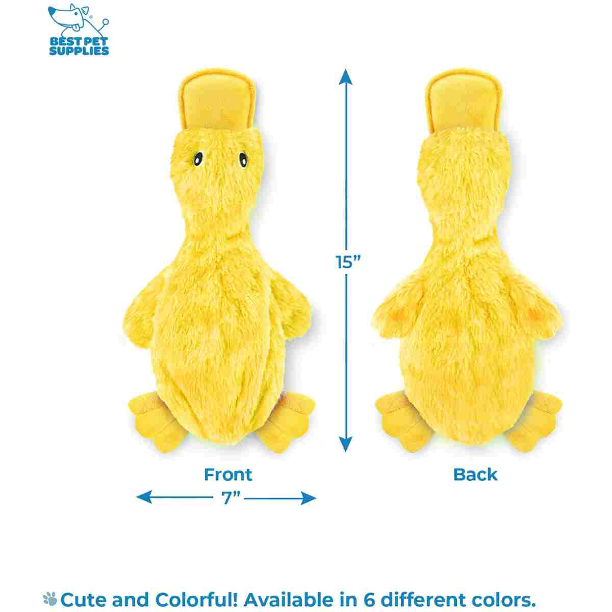 Best Pet Supplies Crinkle Dog Toy for Small, Medium, and Large Breeds, Cute No Stuffing Duck with Soft Squeaker, Fun for Indoor Puppies and Senior Pups, Plush No Mess Chew and...
