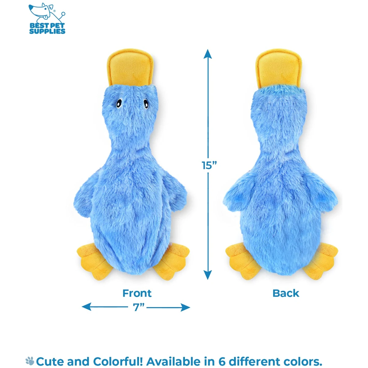 Best Pet Supplies Crinkle Dog Toy for Small, Medium, and Large Breeds, Cute No Stuffing Duck with Soft Squeaker, Fun for Indoor Puppies and Senior Pups, Plush No Mess Chew and...