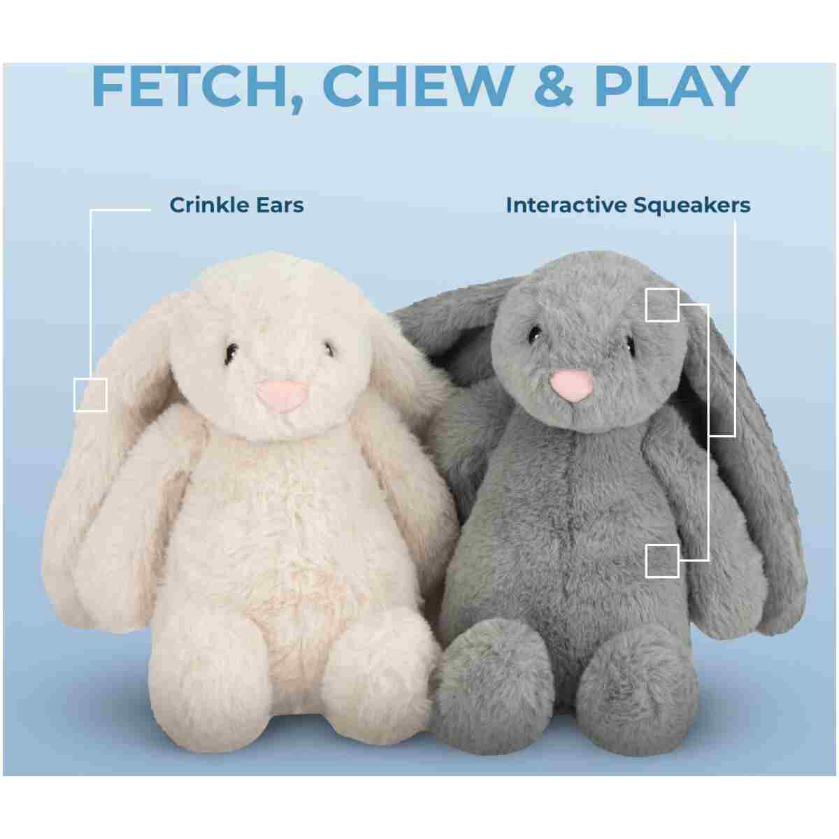 Best Pet Supplies Interactive Bunny Buddy Dog Toy with Crinkle and Squeaky Enrichment for Small and Medium Breed Puppies or Dogs, Cute and Plush - Bunny (Beige), Small