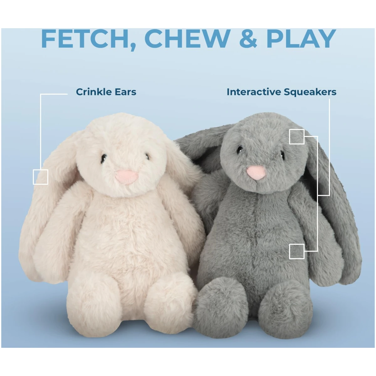 Best Pet Supplies Interactive Bunny Buddy Dog Toy with Crinkle and Squeaky Enrichment for Small and Medium Breed Puppies or Dogs, Cute and Plush - Bunny (Beige), Small