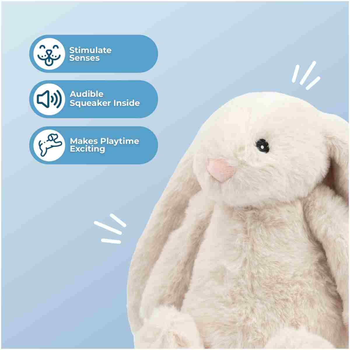 Best Pet Supplies Interactive Bunny Buddy Dog Toy with Crinkle and Squeaky Enrichment for Small and Medium Breed Puppies or Dogs, Cute and Plush - Bunny (Beige), Small