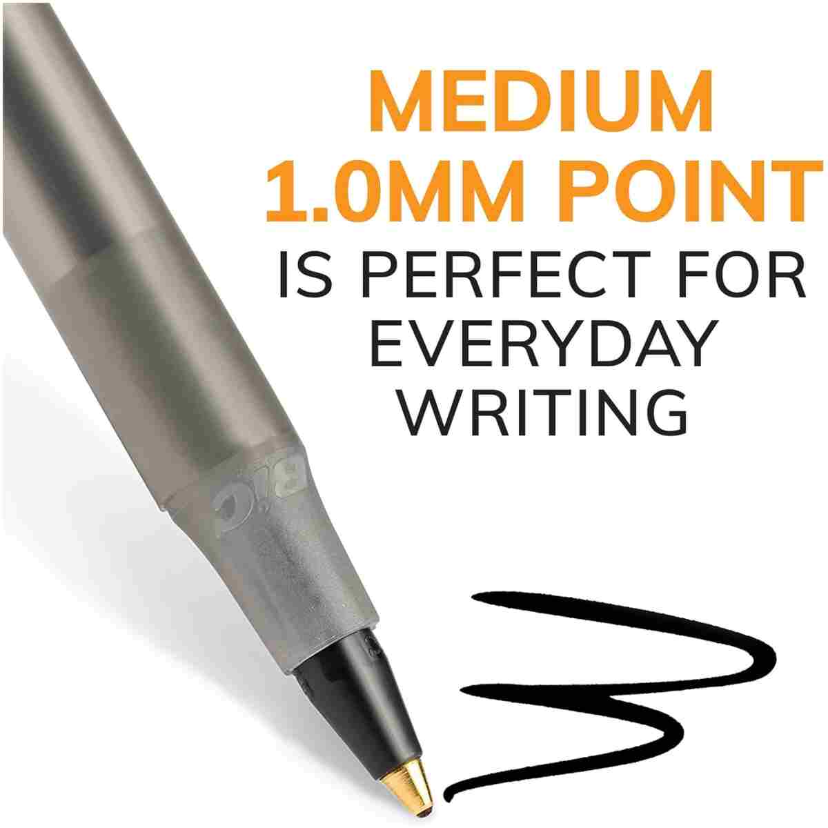 BIC Round Stic Xtra Life Black Ballpoint Pens, Medium Point (1.0mm), 10-Count Pack of Bulk Pens, Flexible Round Barrel for Writing Comfort, No. 1 Selling Ballpoint Pens