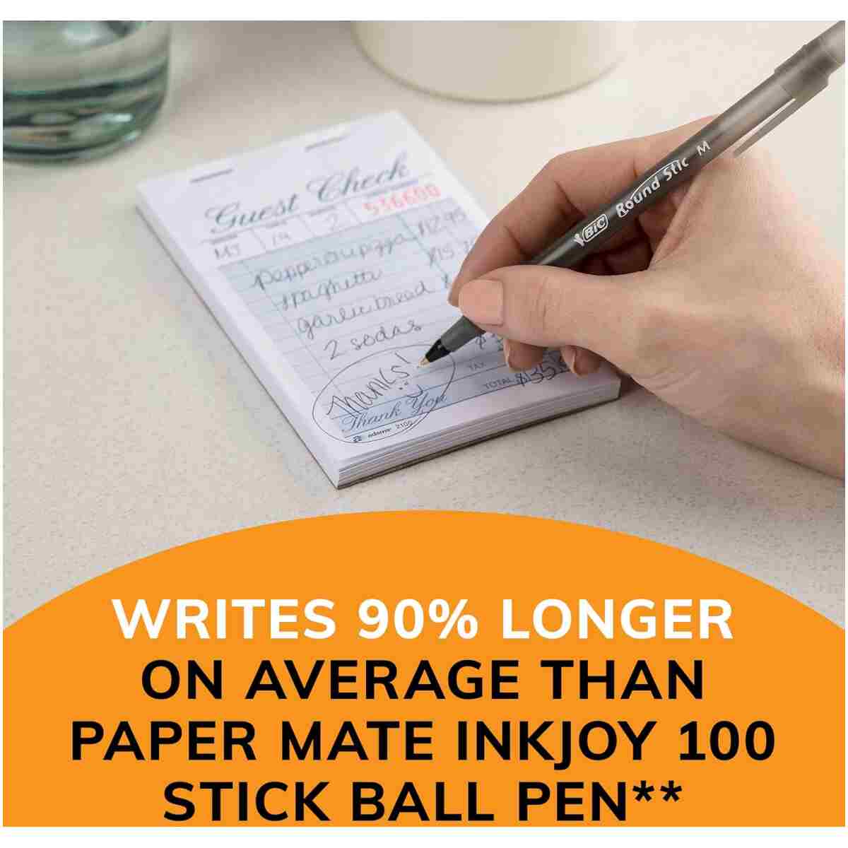 BIC Round Stic Xtra Life Black Ballpoint Pens, Medium Point (1.0mm), 10-Count Pack of Bulk Pens, Flexible Round Barrel for Writing Comfort, No. 1 Selling Ballpoint Pens