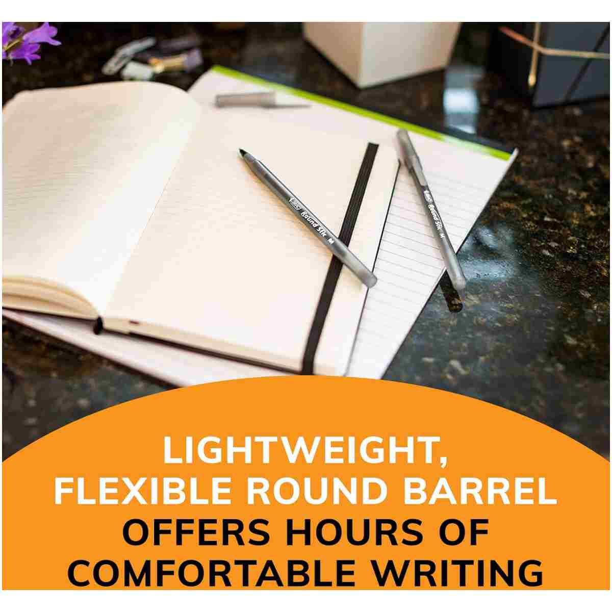 BIC Round Stic Xtra Life Black Ballpoint Pens, Medium Point (1.0mm), 10-Count Pack of Bulk Pens, Flexible Round Barrel for Writing Comfort, No. 1 Selling Ballpoint Pens