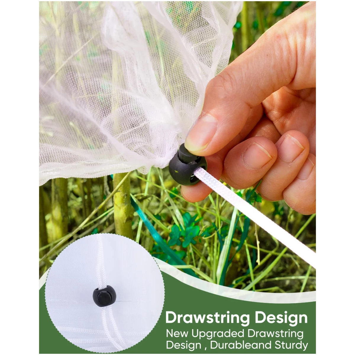 Bird Netting for Garden Protection - 4 Pack Garden Netting Pest Barrier with Drawstring,3.3Ft x 2.7Ft Mosquito Net Tomato Protective Cover Garden Plant Netting for Cicadas...