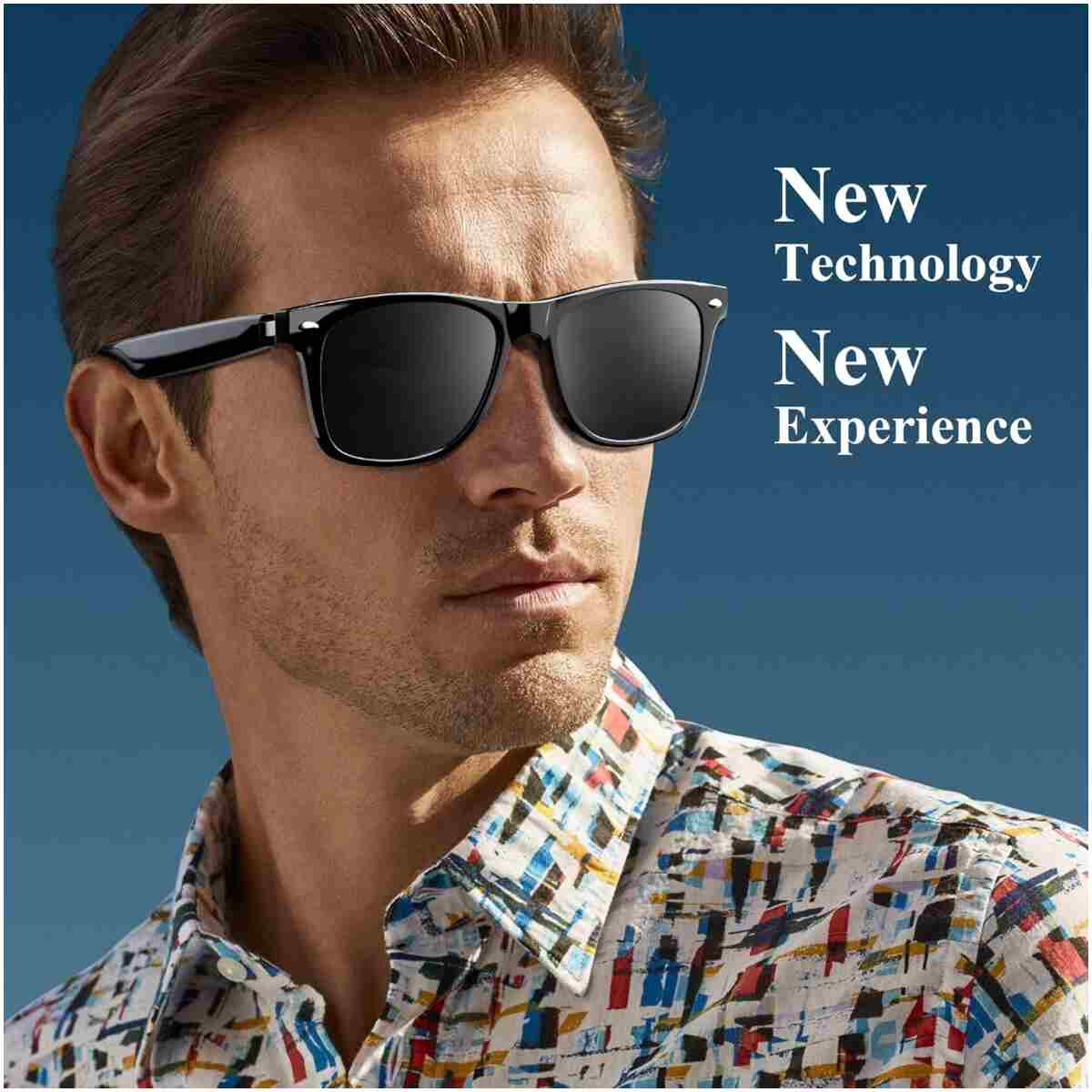 Blackview Smart Glasses, 5.0 Bluetooth Sunglasses with Open Ear Speaker, Voice Assistant Compatible, Blue Light Blocking Lens