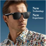 Blackview Smart Glasses, 5.0 Bluetooth Sunglasses with Open Ear Speaker, Voice Assistant Compatible, Blue Light Blocking Lens