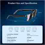 Blackview Smart Glasses, 5.0 Bluetooth Sunglasses with Open Ear Speaker, Voice Assistant Compatible, Blue Light Blocking Lens