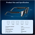 Blackview Smart Glasses, 5.0 Bluetooth Sunglasses with Open Ear Speaker, Voice Assistant Compatible, Blue Light Blocking Lens