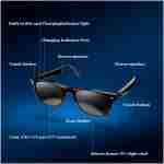 Blackview Smart Glasses, 5.0 Bluetooth Sunglasses with Open Ear Speaker, Voice Assistant Compatible, Blue Light Blocking Lens