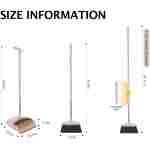Broom and Dustpan Set with Long Handle, Light Weight Stainless Steel Poles Stand Upright Dustpans with Broom Combo for Home Kitchen Office Pet Dog Hair, Brown & Beige Color, 1-Pack